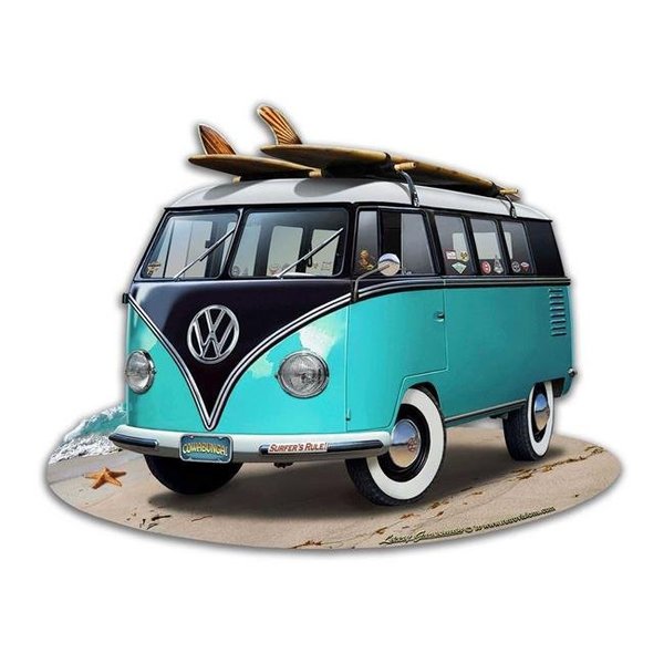 Teacher&Apos;S Aid VW Bus Cut Out Turquoise Sign - 18 x 14 in., TE1645339 TE1645339